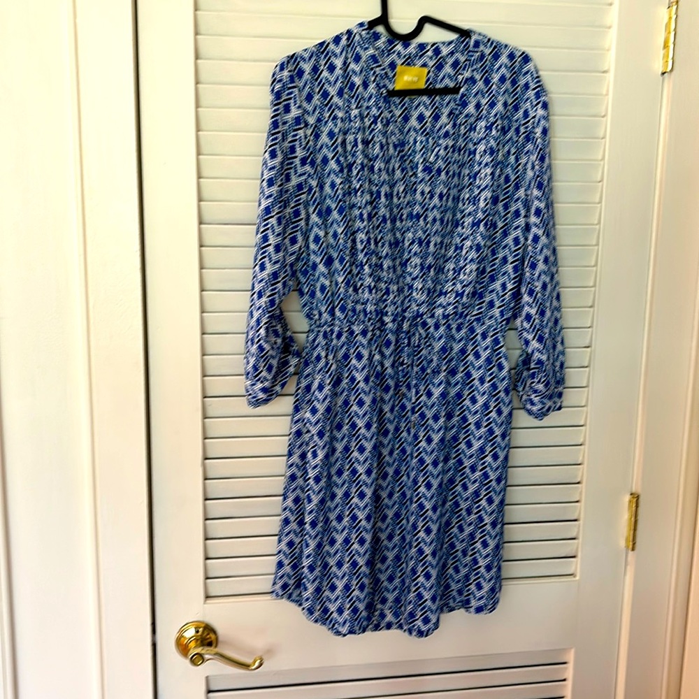 Maeve Size XSmall Blue/white Black shirt dress Anthropologie EUC